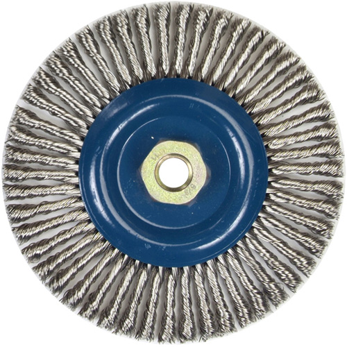 Stringer Bead Knot Wire Brush For Angle Grinders, 6" Dia., 0.02" Fill, 5/8"-11 Arbor, Stainless Steel Haskins Industrial Inc.