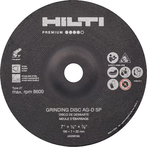 AG-D SP Premium Grinding Wheels, 5" x 1/4", 7/8" Arbor, Zirconium, Type 27 Haskins Industrial Inc.