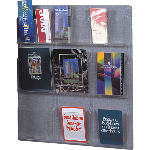 Literature Displays, Wall Mount, 6 Slots, Plastic, 30" W x 34-3/4" D x 34-3/4" H Haskins Industrial Inc.