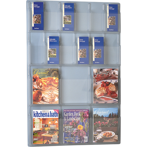 Literature Displays, Wall Mount, 6 Slots, Plastic, 30" W x 45" D x 45" H Haskins Industrial Inc.