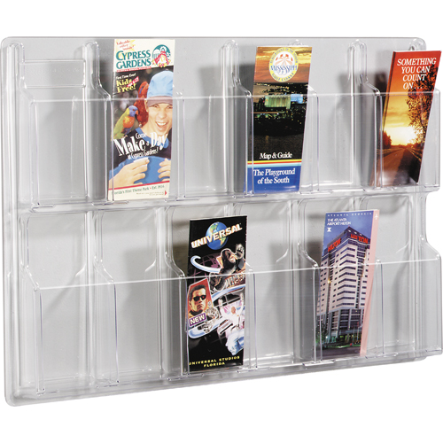 Literature Displays, Wall Mount, 12 Slots, Plastic, 30" W x 2" D x 20-3/8" H Haskins Industrial Inc.