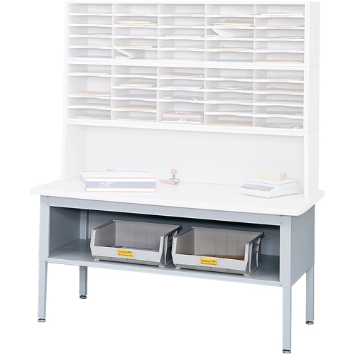E-z Sort&reg; Mailroom Furniture-sorting Tables With Shelf-base Table With Shelf, 60" W x 28" D x 36" H, Laminate Haskins Industrial Inc.
