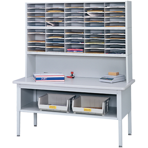E-z Sort&reg; Mailroom Furniture-sorting Tables With Shelf-base Table With Shelf, 60" W x 28" D x 36" H, Laminate Haskins Industrial Inc.