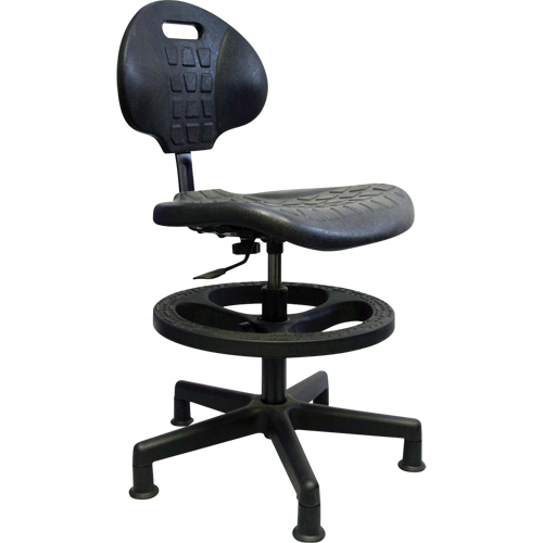 Heavy-Duty Ergonomic Seating, Polyurethane, Black, 250 lbs. Capacity Haskins Industrial Inc.
