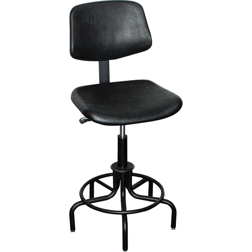 Tabouret avec dossier de s&eacute;rie 6000, Stationnaire, Ajustable, , Polyur&eacute;thane Si&egrave;ge, Noir Haskins Industrial Inc.