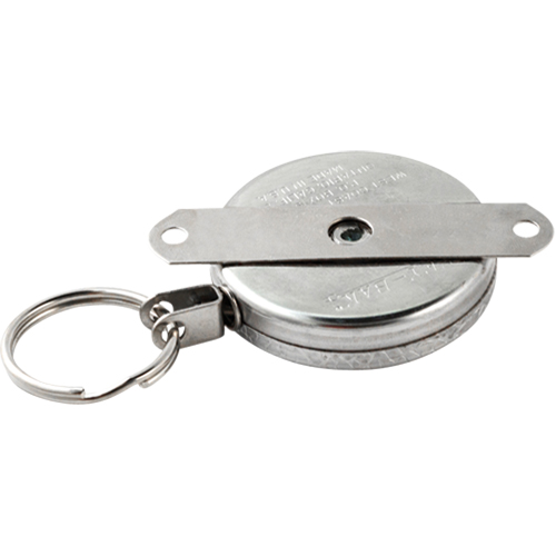Self Retracting Key Chains, Chrome, 48" Cable, Mounting Bracket Attachment Haskins Industrial Inc.