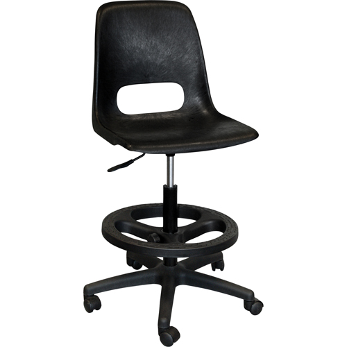 800 Series Classroom Stool with Back, Mobile, Adjustable, 21" - 28", Polypropylene Seat, Grey Haskins Industrial Inc.