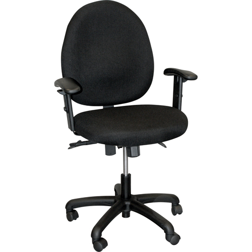 900 Series Mid-Back Ergonomic Steno Chair, Drafting, Adjustable, 22", Fabric Seat, Black Haskins Industrial Inc.