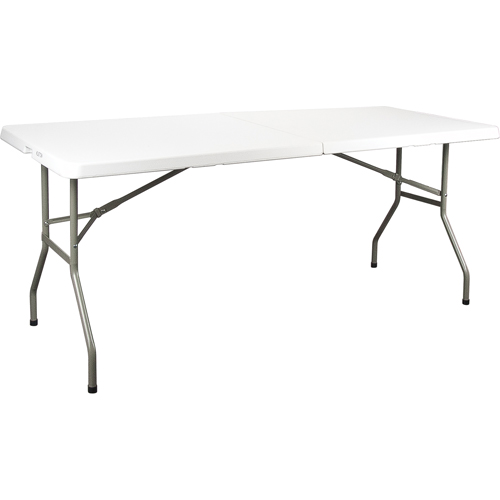 Fold-in-Half Table, Rectangular, 72" L x 30" W, Polyethylene, White Haskins Industrial Inc.