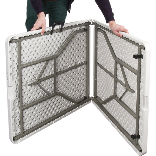 Fold-in-Half Table, Rectangular, 72" L x 30" W, Polyethylene, White Haskins Industrial Inc.