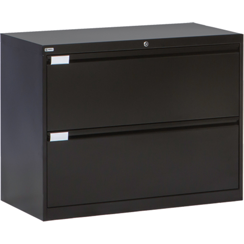 Lateral Filing Cabinet, Steel, 2 Drawers, 36" W x 18" D x 27-7/8" H, Black Haskins Industrial Inc.