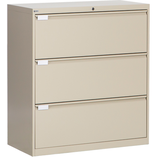 Lateral Filing Cabinet, Steel, 3 Drawers, 36" W x 18" D x 40-1/16" H, Beige Haskins Industrial Inc.