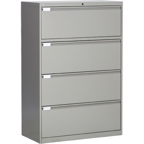 Lateral Filing Cabinet, Steel, 4 Drawers, 36" W x 18" D x 53-3/8" H, Grey Haskins Industrial Inc.