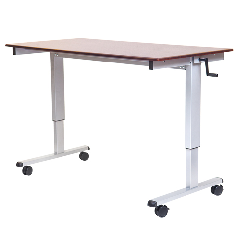 Adjustable Stand-Up Workstations, Stand-Alone Desk, 48-1/2" H x 48" W x 32-1/2" D, Walnut Haskins Industrial Inc.