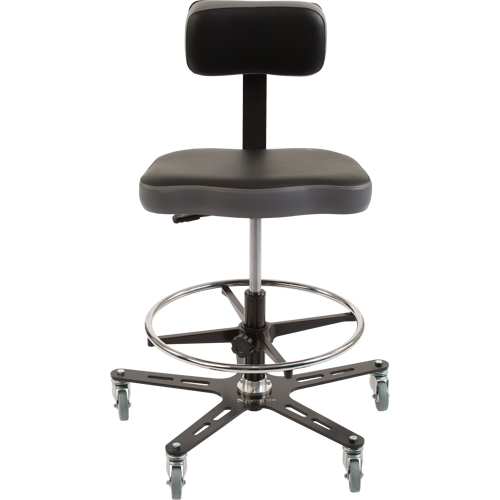 TF160 Industrial Grade Ergonomic Chair, Mobile, Adjustable, 20-1/2" - 28-1/2", Vinyl Seat, Black/Grey Haskins Industrial Inc.