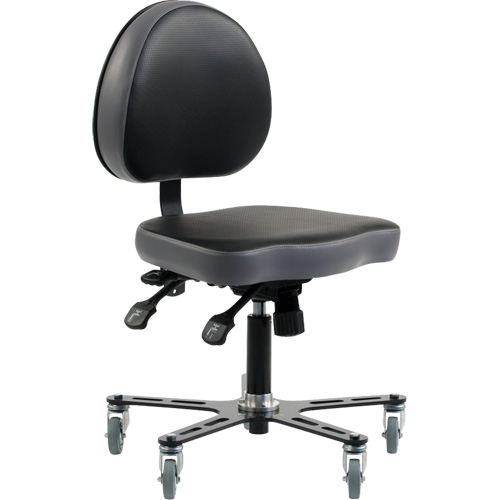 Chaise ergonomique &agrave; inclinaison r&eacute;glable SF180, Mobile, Ajustable, Vinyle Si&egrave;ge, Noir/gris Haskins Industrial Inc.