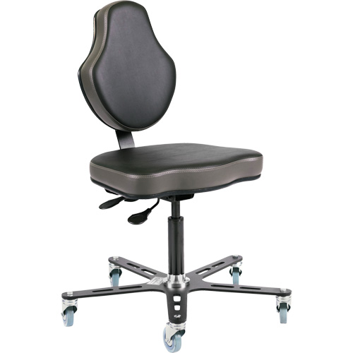 Chaise ergonomique &agrave; inclinaison r&eacute;glable Vega, Mobile, Ajustable, Vinyle Si&egrave;ge, Noir/gris Haskins Industrial Inc.