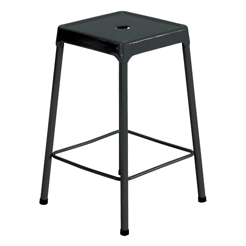Counter Stool, Stationary, Fixed, 25", Steel Seat, Black Haskins Industrial Inc.