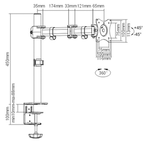 Bras pour moniteur ActivErgo Haskins Industrial Inc.