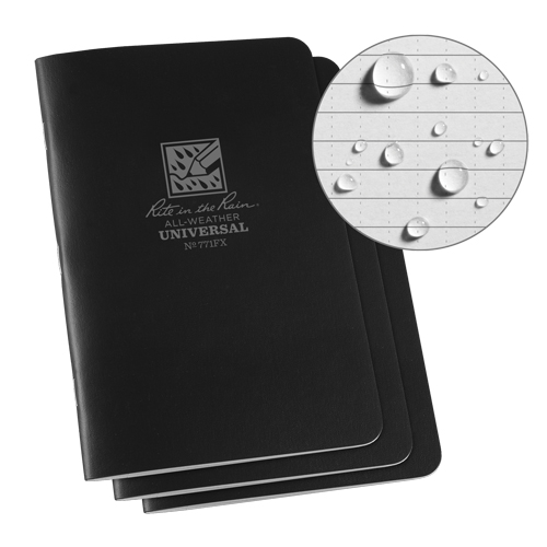All-Weather Notebook, Soft Cover, Black, 48 Pages, 4-5/8" W x 7" L Haskins Industrial Inc.