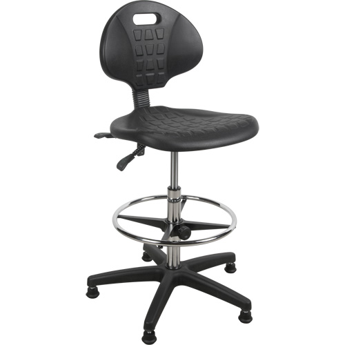 Tabouret robuste et ergonomique, Stationnaire, Ajustable, 39” - 48”, Polyur&eacute;thane Si&egrave;ge, Noir Haskins Industrial Inc.