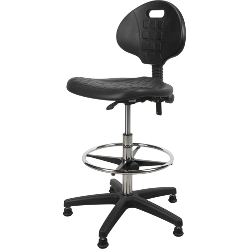 Tabouret robuste et ergonomique, Stationnaire, Ajustable, 39” - 48”, Polyur&eacute;thane Si&egrave;ge, Noir Haskins Industrial Inc.