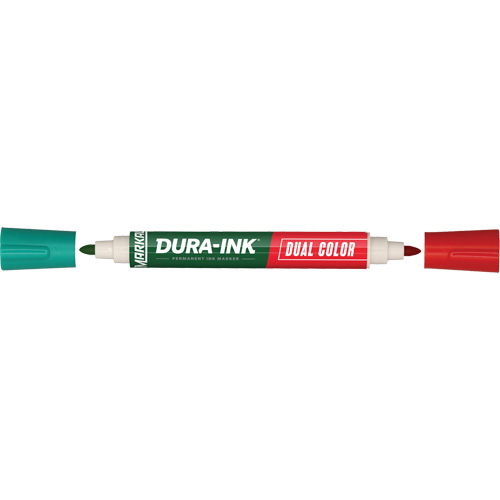 Markal&reg; Dura-Ink&reg; Dual Colour Permanent Ink Marker, Bullet, Green/Red Haskins Industrial Inc.