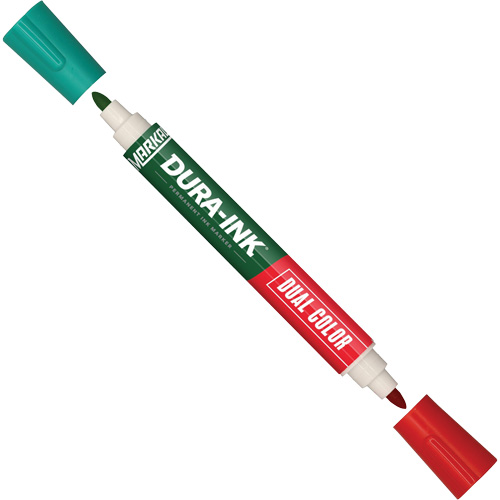 Marqueur &agrave; encre permanente et double couleur Markal Dura-Ink, Vert/Rouge, Pointe Ronde Haskins Industrial Inc.