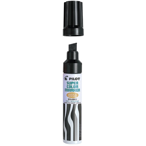 Refillable Super Colour Permanent Marker, Chisel, Black Haskins Industrial Inc.