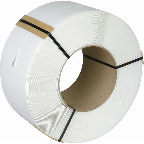 Strapping, Polypropylene, 3/8" W x 12900' L, White, Machine Grade Haskins Industrial Inc.