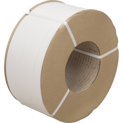 Strapping, Polypropylene, 3/8" W x 12900' L, White, Machine Grade Haskins Industrial Inc.