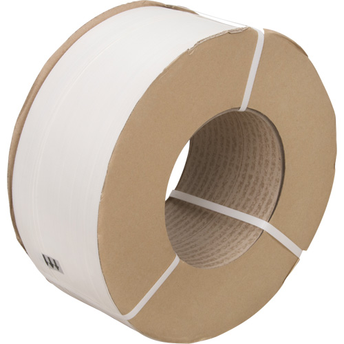 Strapping, Polypropylene, 1/2" W x 9900' L, White, Machine Grade Haskins Industrial Inc.