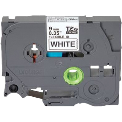 TZe Flexible Tape Cartridge, 9 mm x 26'/8 m, Black on White Haskins Industrial Inc.