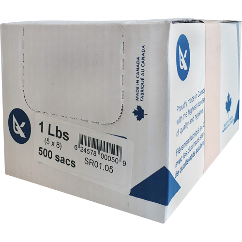 SR Series Food Packaging Bulk Pound Bags, Open Top, 8" x 5", 0.85 mil Haskins Industrial Inc.