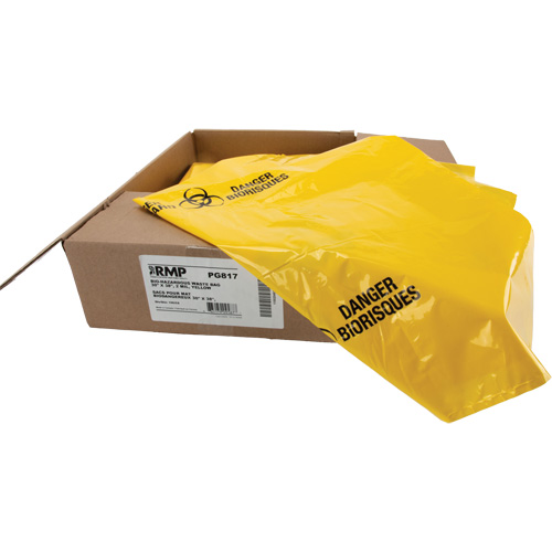 Sacs &agrave; d&eacute;chets, Biorisque, 38" lo x 30" la, 2 mils Haskins Industrial Inc.