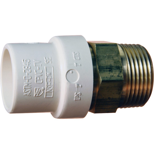 Threaded Pipe Adapter, Hub x MPT, 1" Dia., Brass/CPVC Haskins Industrial Inc.