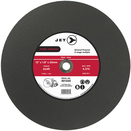 POWER ABRASIVE&reg; Cut-Off Wheel, 12" x 1/8", 20 mm Arbor, Type 1, 6370 RPM Haskins Industrial Inc.
