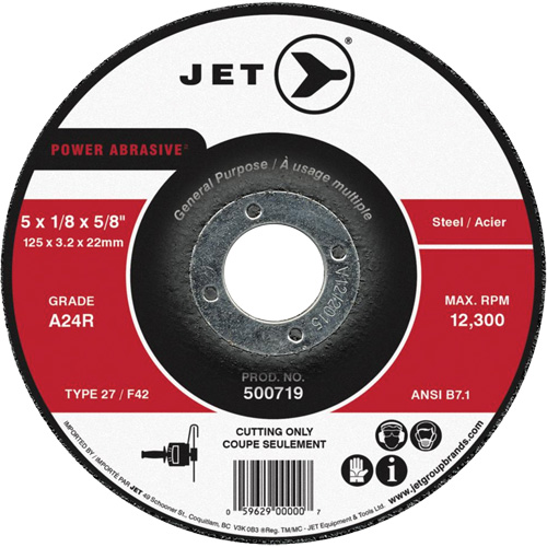 Meule &agrave; tronçonner Power Abrasive, 7" x 1/8", Arbre de 7/8", Type 27, 8500 Tr/min Haskins Industrial Inc.