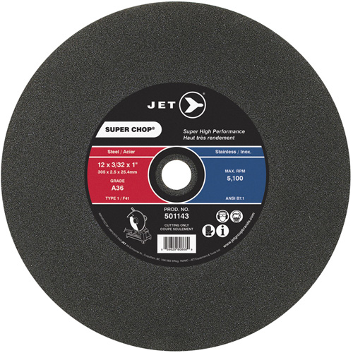 Meule &agrave; tronçonner Super Chop, 12" x 3/32", Arbre de 1", Type 1, 5100 Tr/min Haskins Industrial Inc.