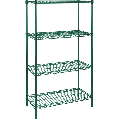 Heavy-Duty Green Epoxy Finish Wire Shelving, 4 Tiers, 30" W x 63" H x 14" D Haskins Industrial Inc.