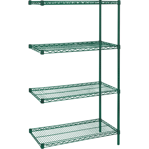 &eacute;tag&egrave;res robustes en treillis m&eacute;tallique au fini &eacute;poxy vert, Ensemble de Ajout, 4 Tablettes, 36" la x 63" h x 24" p Haskins Industrial Inc.