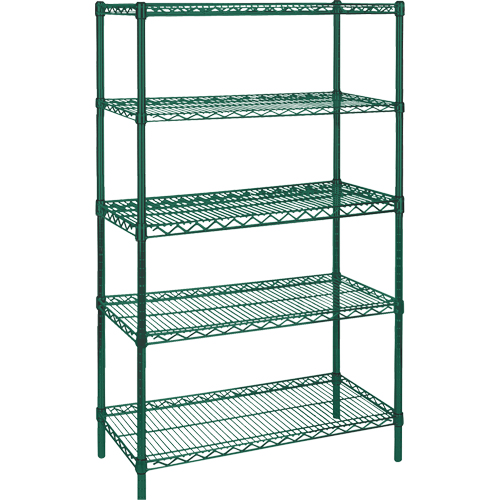 Heavy-Duty Green Epoxy Finish Wire Shelving, 5 Tiers, 36" W x 74" H x 18" D Haskins Industrial Inc.