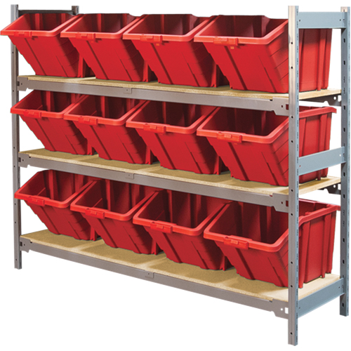 &eacute;tag&egrave;res larges avec bacs g&eacute;ants en plastique, Acier, Sans boulons, Capacit&eacute; 800 lb, 66" la x 60" h x 18" p Haskins Industrial Inc.