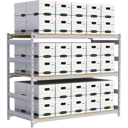 Wide Span Record Storage Shelving, Steel, 3 Shelves, 72" W x 32" D x 60" H Haskins Industrial Inc.