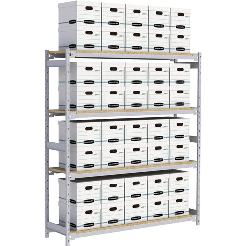 Wide Span Record Storage Shelving, Steel, 4 Shelves, 72" W x 18" D x 84" H Haskins Industrial Inc.