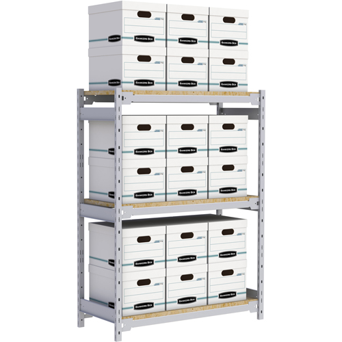 Wide Span Record Storage Shelving, Steel, 3 Shelves, 42" W x 18" D x 60" H Haskins Industrial Inc.