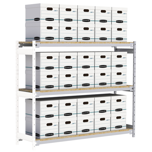 Wide Span Record Storage Shelving, Steel, 3 Shelves, 72" W x 18" D x 60" H, Add-On Kit Haskins Industrial Inc.