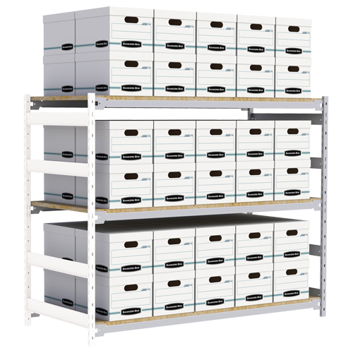 Wide Span Record Storage Shelving, Steel, 3 Shelves, 72" W x 32" D x 60" H, Add-On Kit Haskins Industrial Inc.