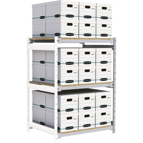 Wide Span Record Storage Shelving, Steel, 3 Shelves, 42" W x 32" D x 60" H, Add-On Kit Haskins Industrial Inc.
