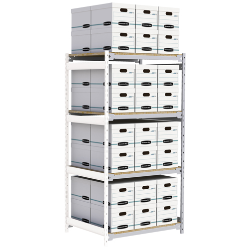 Wide Span Record Storage Shelving, Steel, 4 Shelves, 42" W x 32" D x 84" H, Add-On Kit Haskins Industrial Inc.
